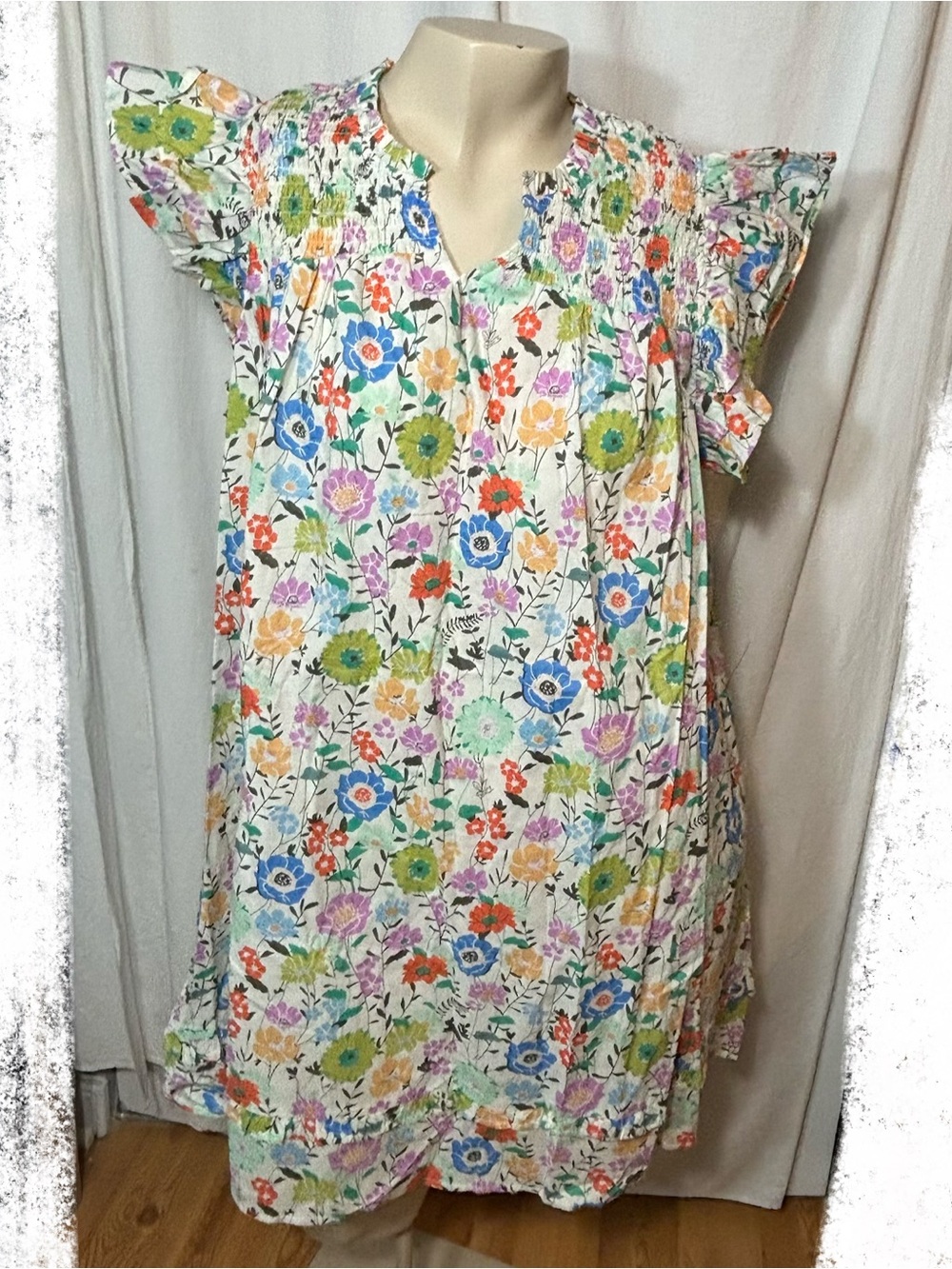 Shop The Mint women’s small cotton floral ruffle mini dress